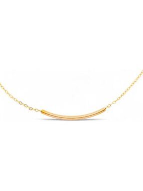 Delicate Thin Curved Bar Necklace - Minimalist Layering Jewelry in Gold & Silver